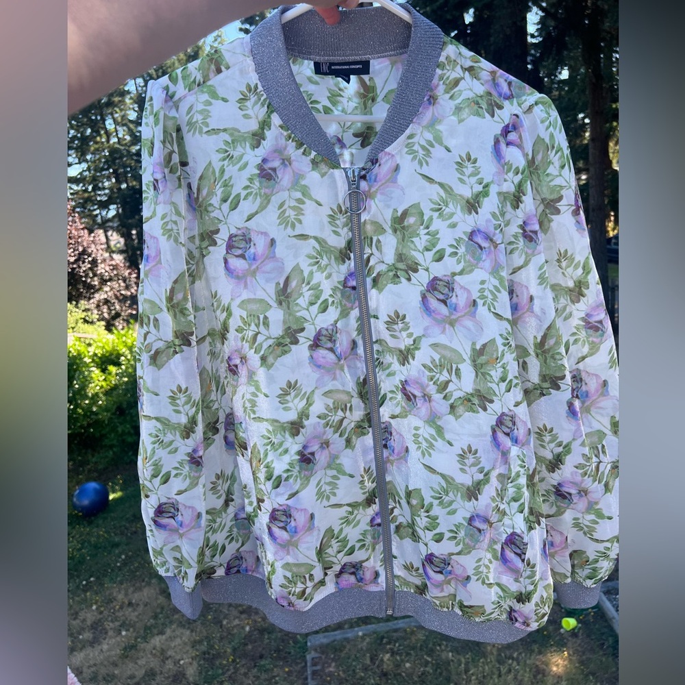 INC International Concepts Floral Print Bomber Jacket